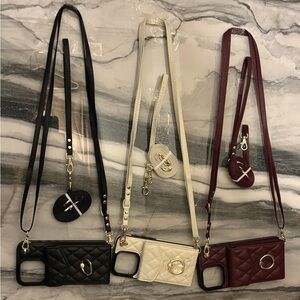 IPhone 16 Pro max Wallet  3 X $12  Crossbody Bag Set - Black, Cream, and Brown